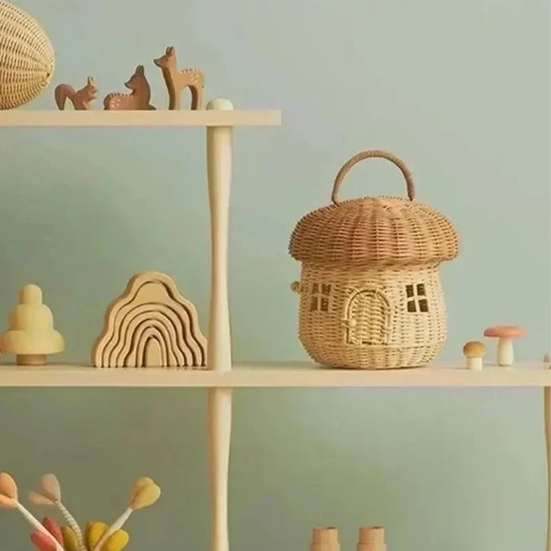 Panier en osier champignon | MushRoomia™ - Rangement Chic