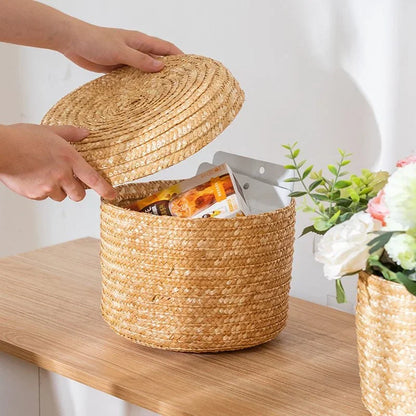 Panier en osier | NaturaNest™ - Rangement Chic Panier en osier avec couvercle panier en osier, panier osier rangement maison, corbeille vannerie naturelle, panier wicker pour plantes, solution rangement osier intérieur, panier en osier deco maison, corbeille osier durable, vannerie pour rangement, panier osier polyvalent, rangement en wicker naturel