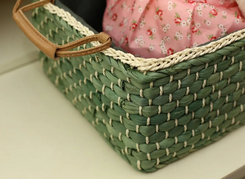 Panier osier vert écologique Verdea rangementchic.com panier rangement artisanal
