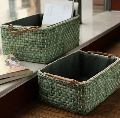 anier en osier artisanal Verdea rangementchic.com panier déco bohème chic vert