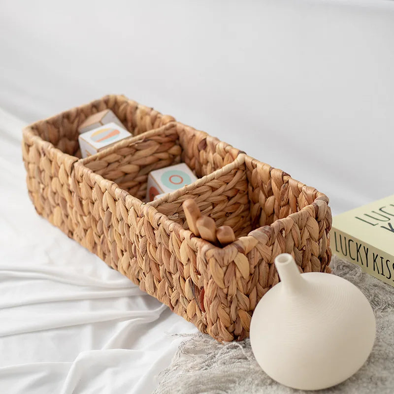 Panier rangement osier Structura rangementchic.com panier de rangement rustique avec 3 compartiments