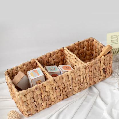 Panier rangement osier Structura rangementchic.com panier de rangement en rotin naturel avec trois compartiments