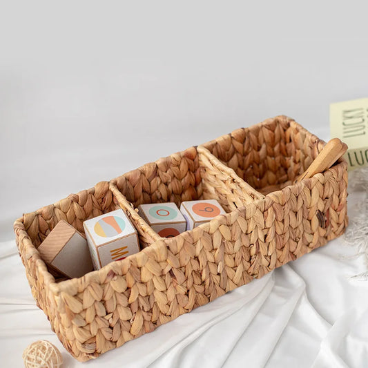 Panier rangement osier Structura rangementchic.com panier de rangement en rotin naturel avec trois compartiments