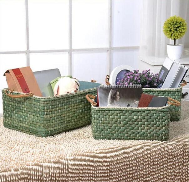 Panier en osier Verdea rangementchic.com panier de rangement rotin artisanal vert