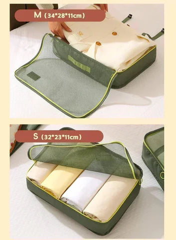 Set organisateur de voyage valise composé de 7 sacs étanches, pochette organisateur de valise pour vêtements compressés, sous-vêtements et chaussures, idéal pour valise cabine et bagage à main