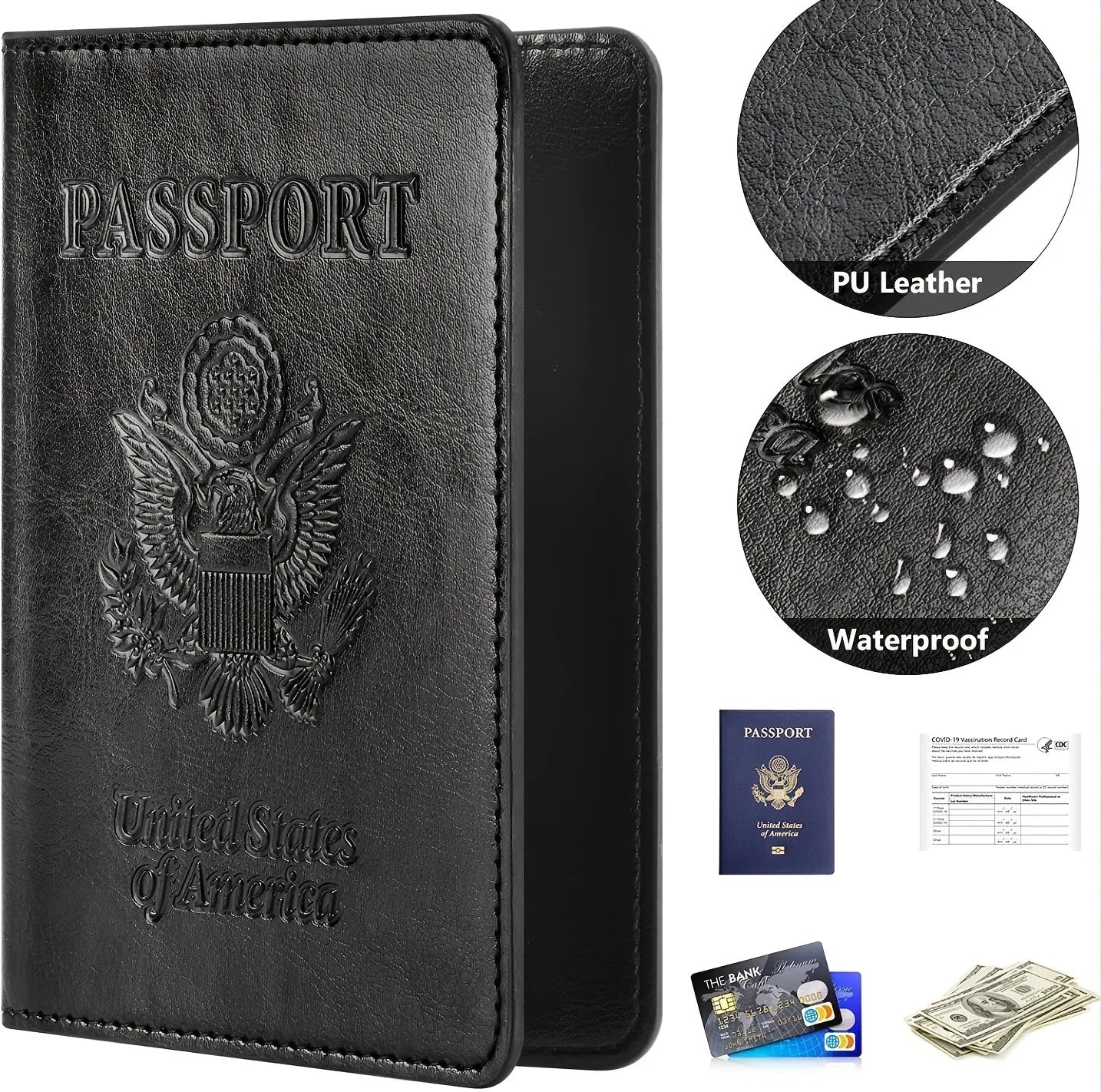protege passeport en cuir PU imperméable avec protection RFID pour documents de voyage