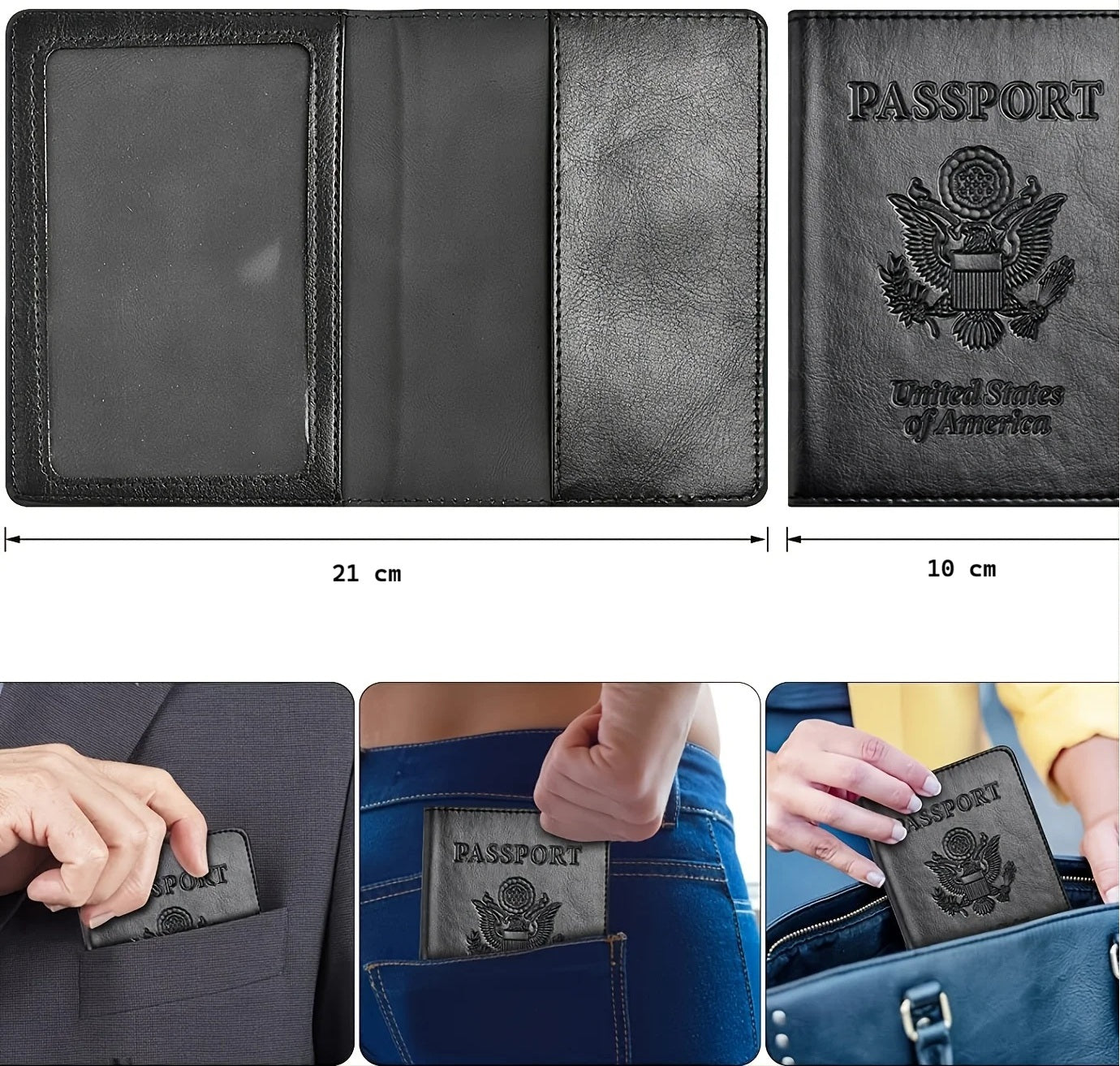 protege passeport en cuir format compact avec dimensions ouvertes pour voyage international