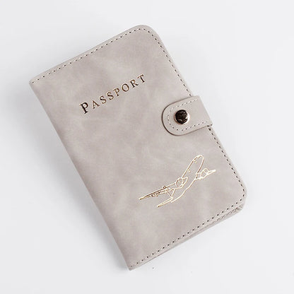 protège passeport gris en cuir PU format compact pour passeport