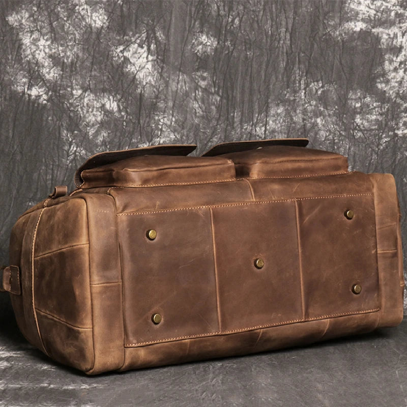 sac de voyage cuir homme en cuir véritable de vache pleine fleur finition crazy horse, sac de voyage vintage marron et noir pour homme, sac week-end cuir souple style duffle bag, sac de voyage homme bandoulière et porté main, sac de sport cuir élégant gym et déplacements professionnels, sac business voyage cuir premium, sac de voyage cuir robuste pour court séjour, sac homme cuir grande capacité doublure textile résistante, sac de voyage cuir authentique style rétro, travel bag leather men crazy horse cow l