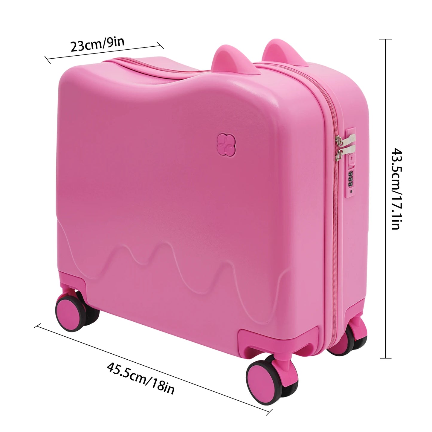 Valise enfant à roulettes cabine 8 pouces grande capacité 37L, conçue pour les enfants de 3 à 6 ans, avec structure robuste en ABS et PVC, roues universelles silencieuses, verrou à code intégré, poignée antidérapante et tige de traction réglable. Valise enfant légère et résistante, compatible avion, dotée de compartiments intérieurs organisés, coins arrondis pour plus de sécurité, supportant jusqu’à 60 kg et permettant à l’enfant de s’asseoir et rouler. Valise enfant design ludique et premium, idéale pour v