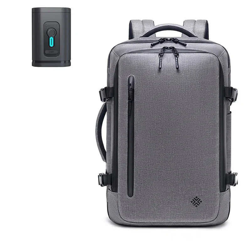 Sac a dos voyage compression sous vide Airbag Business™ : compact, étanche, USB, grande capacité extensible et organisation optimale.