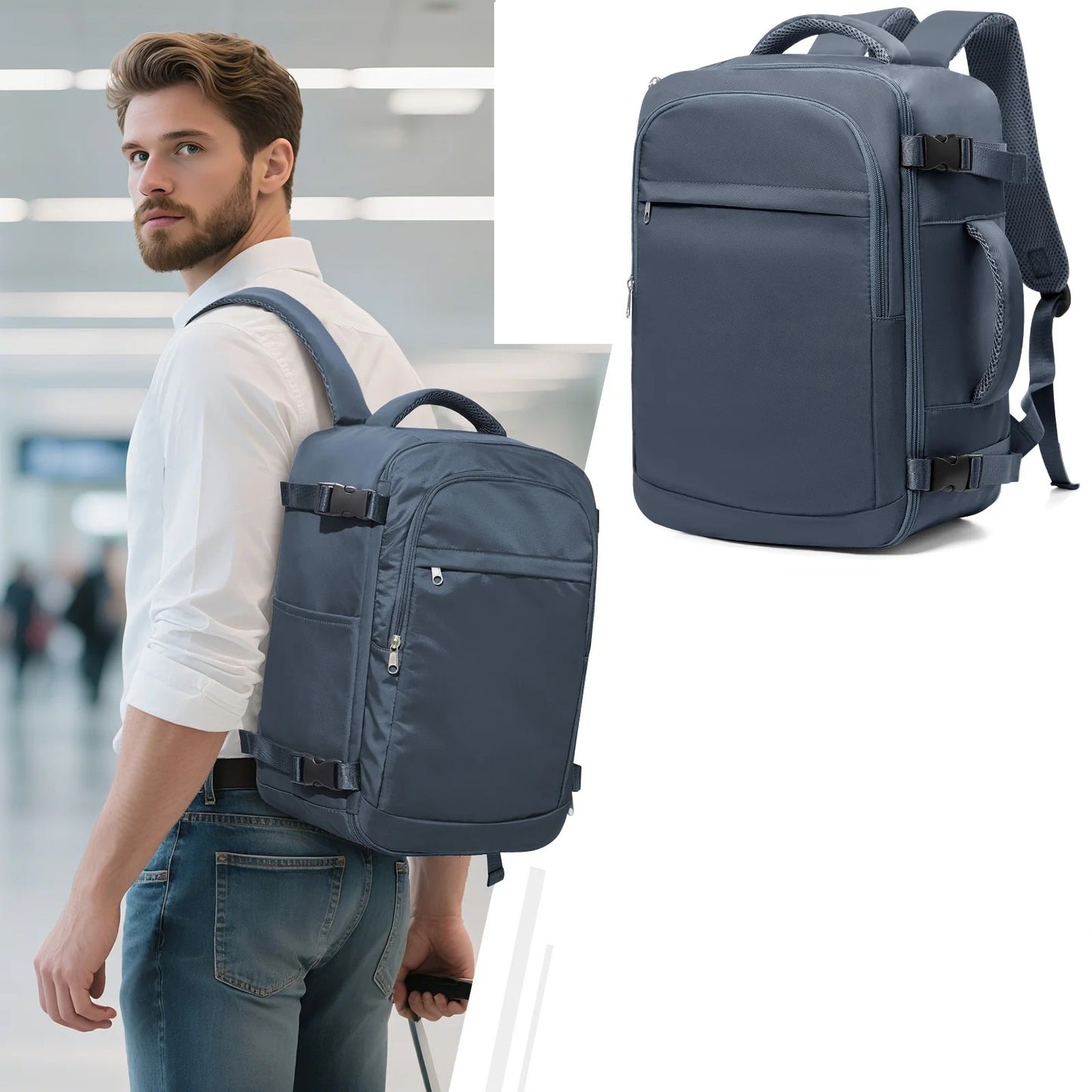 Sac a dos voyage cabine 40x20x25 EasyTrip compatible Ryanair, bagage a main sous siege avec compartiment ordinateur et rangement optimise