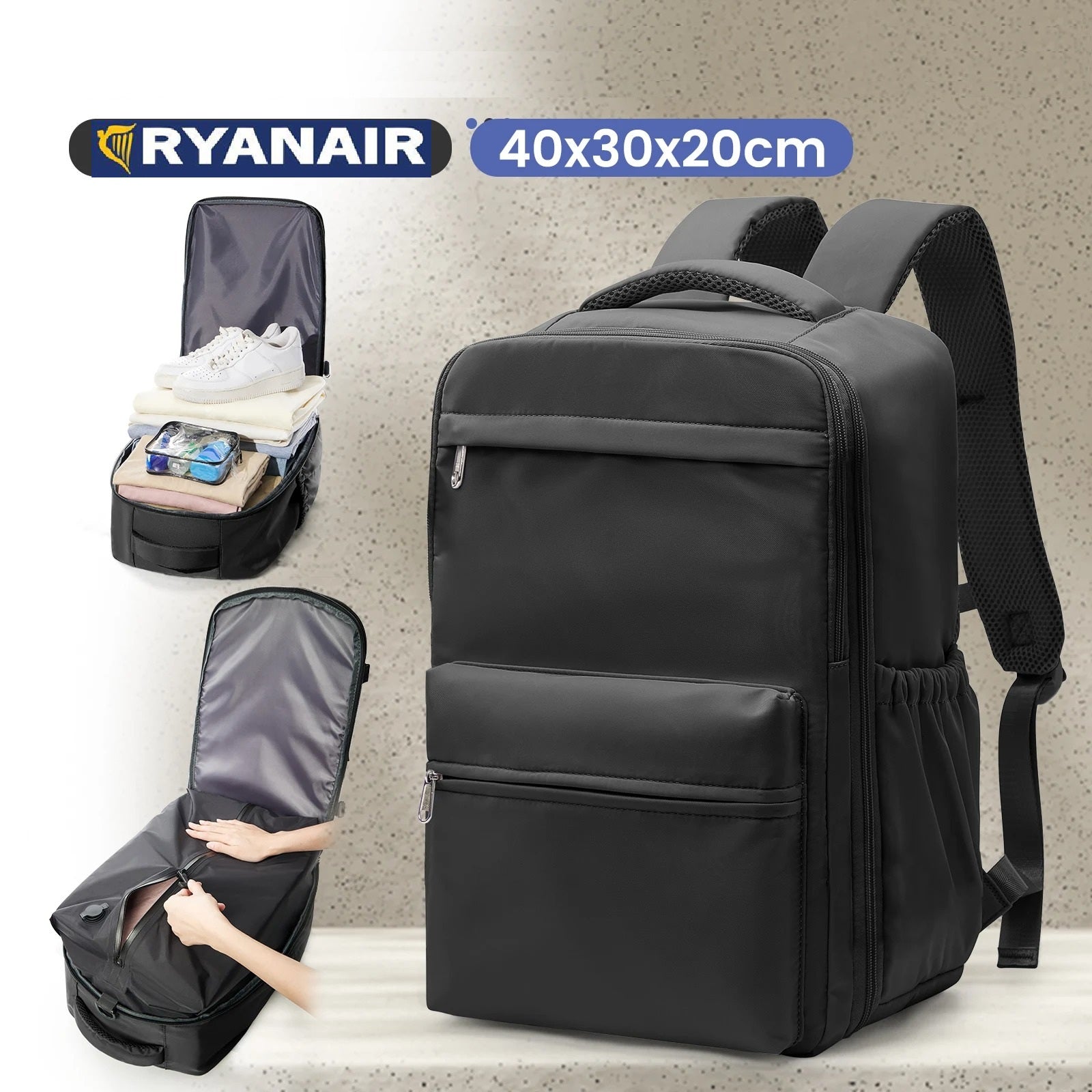 Sac a dos cabine compression sous vide 