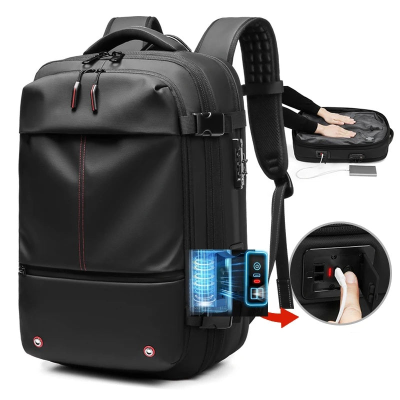 sac a dos cabine compression sous vide , dispositif de compression intgrée en un clic 
