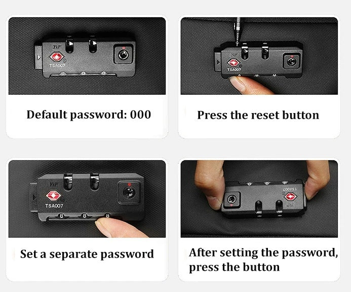 Verrou TSA sac à dos compression sous vide, tutoriel réglage code sécurité voyage