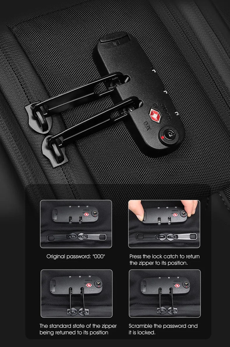 Sac à dos compression sous vide avec fermeture TSA sécurisée, guide d'utilisation illustré