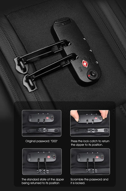 Sac à dos compression sous vide avec fermeture TSA sécurisée, guide d'utilisation illustré