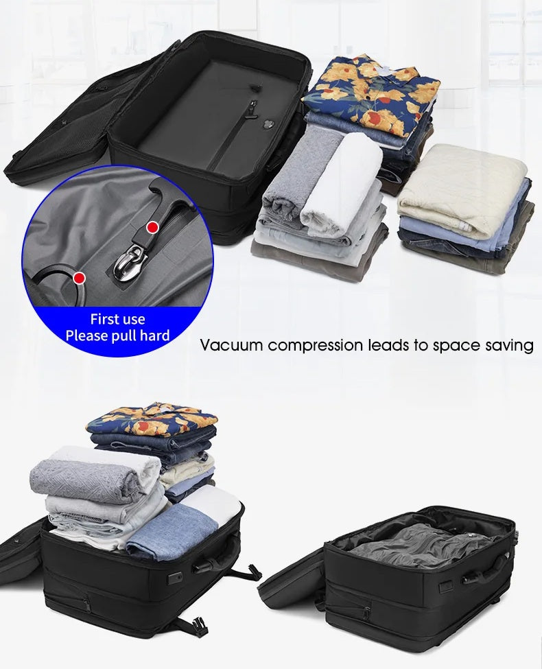 sac à dos compression sous vide grande capacité pour voyage, optimisation rangement vêtements