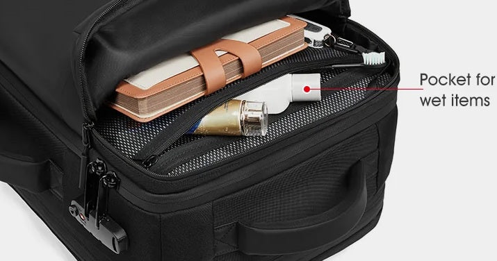 sac à dos compression sous vide avec balance et poches de rangement organisées pour voyage