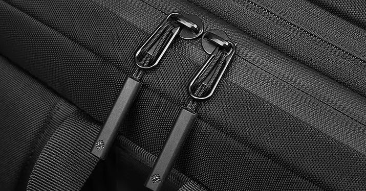 détails fermeture éclair sac à dos compression sous vide, bagage cabine organisation