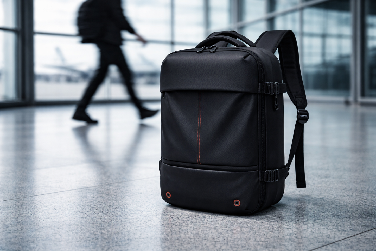 sac à dos compression sous vide cabine noir, système complet pour rangement voyage