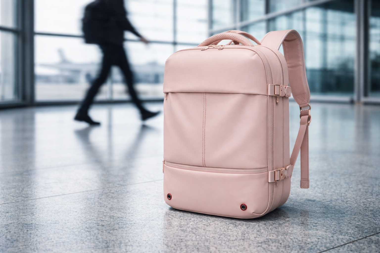 sac à dos compression sous vide cabine rose, système complet, bagage cabine organisé