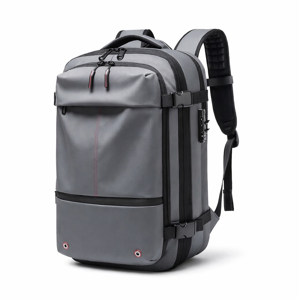 sac à dos compression sous vide Flexpump gris, compact, accessoires voyage organisés