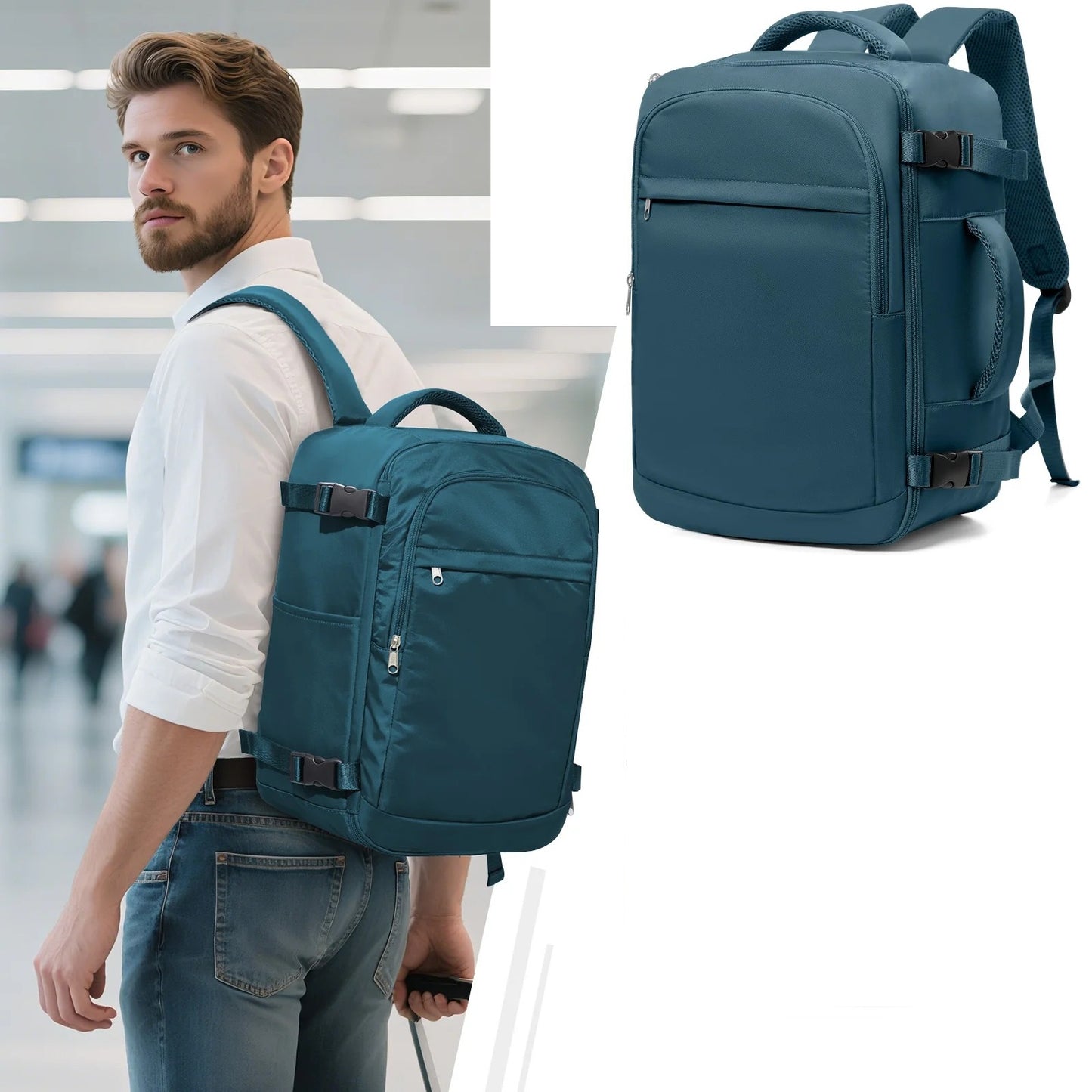 Sac a dos voyage cabine 40x20x25 EasyTrip compatible Ryanair, bagage a main sous siege avec compartiment ordinateur et rangement optimise