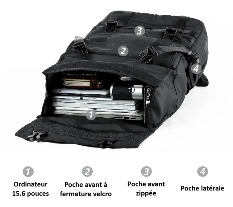 sac a dos roll top homme avec compartiment ordinateur 17.3 pouces resistant a l eau