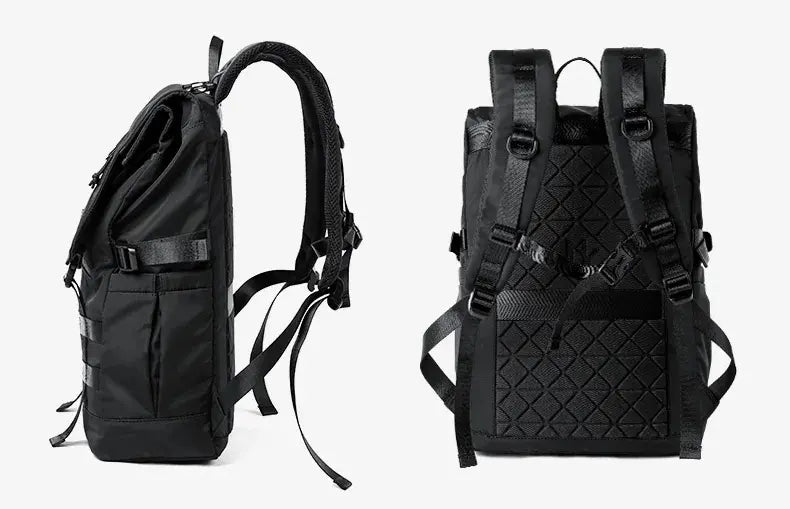 sac a dos roll top urbain avec poches zippees et velcro pour voyage et commute