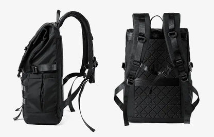 sac a dos roll top urbain avec poches zippees et velcro pour voyage et commute