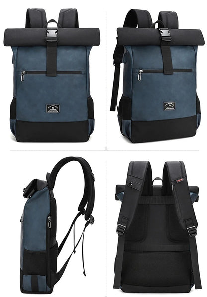 sac a dos roll top gris bleu jaune pour hommes femmes résistant à l’eau et durable