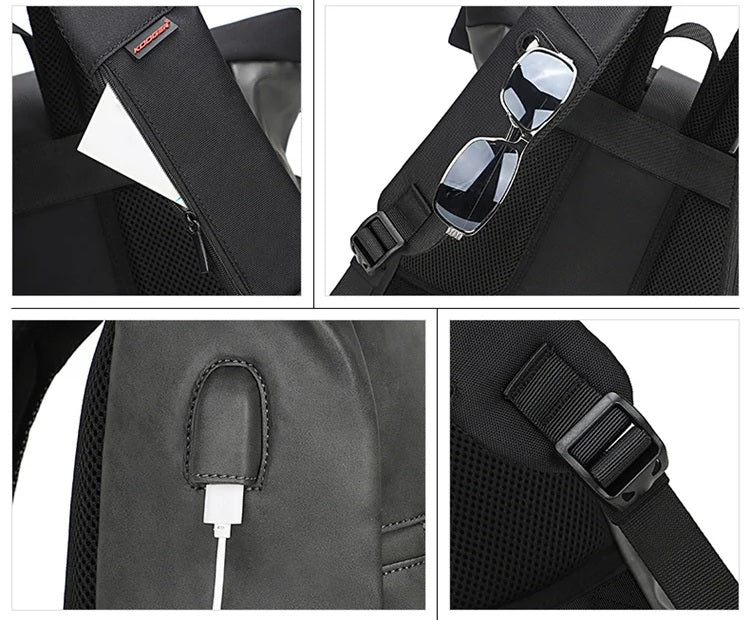 sac a dos roll top design urbain mode loisirs capacité 20-35 litres avec port USB intégré