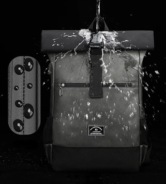 sac a dos roll top design urbain mode loisirs capacité 20-35 litres avec port USB intégré