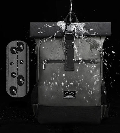 sac a dos roll top design urbain mode loisirs capacité 20-35 litres avec port USB intégré