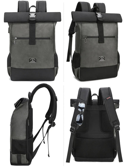 sac a dos roll top design urbain mode loisirs capacité 20-35 litres avec port USB intégré