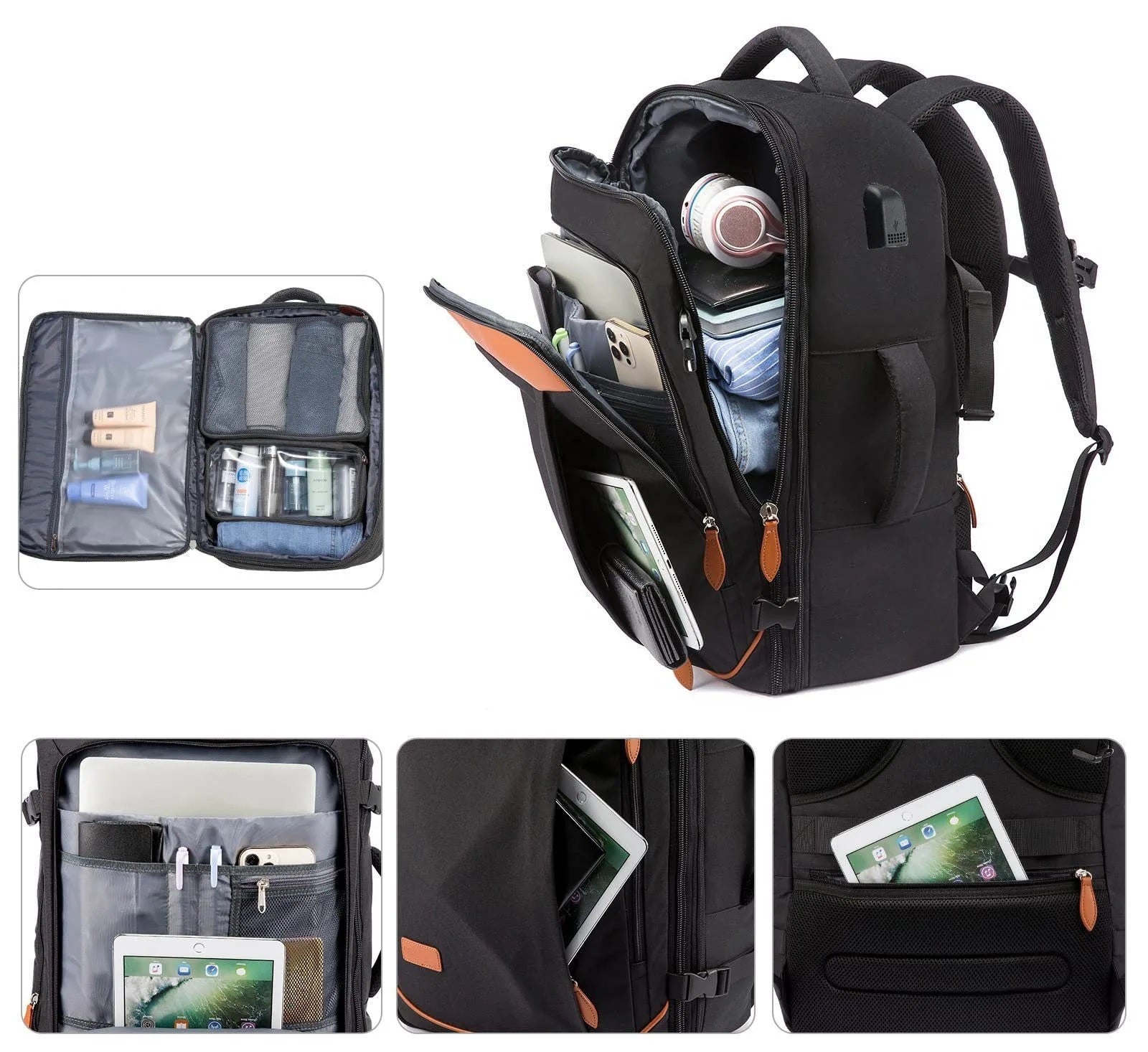 Sac valise cabine extensible homme 40L imperméable avec cubes de rangement inclus espace rangement interieur genereux