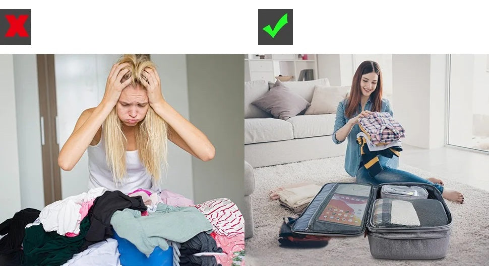 Sac valise cabine extensible homme 40L imperméable avec cubes de rangement inclus solution d organisation