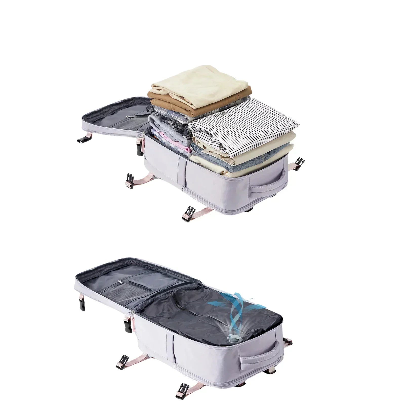 Sac a dos voyage AirCompresX™ cabine Wizzair 40x30x20, compression sous vide, multifonction et ergonomique. Voyagez léger et organisé !