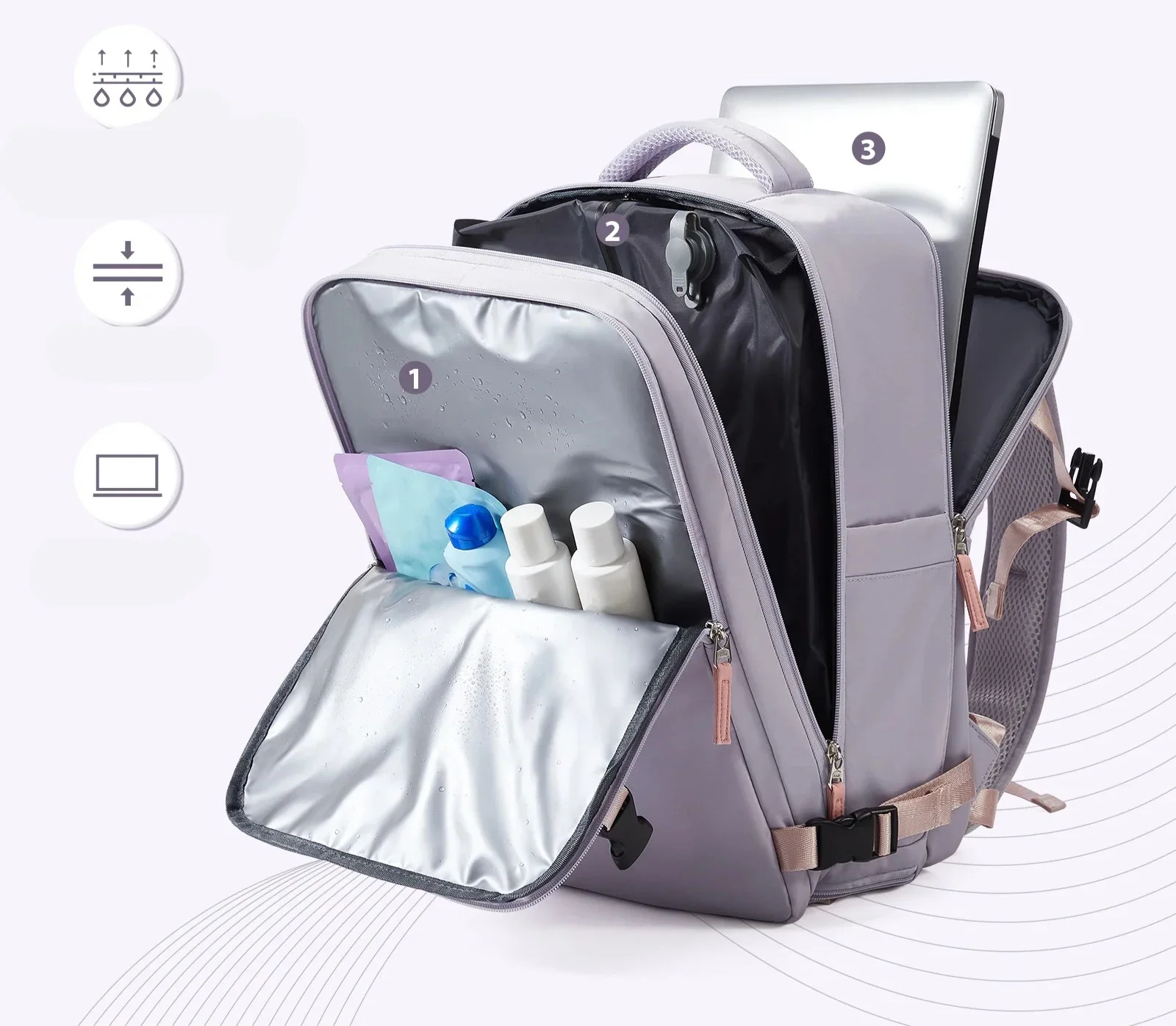 Sac a dos voyage AirCompresX™ cabine Wizzair 40x30x20, compression sous vide, multifonction et ergonomique. Voyagez léger et organisé !