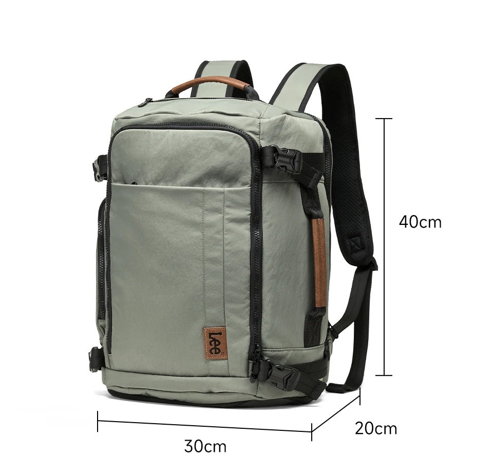 Sac à dos de voyage cabine Lee® 24L unisexe imperméable avec compartiment chaussures et poche humide, compatible ordinateur 16 pouces pour courts séjours et déplacements.