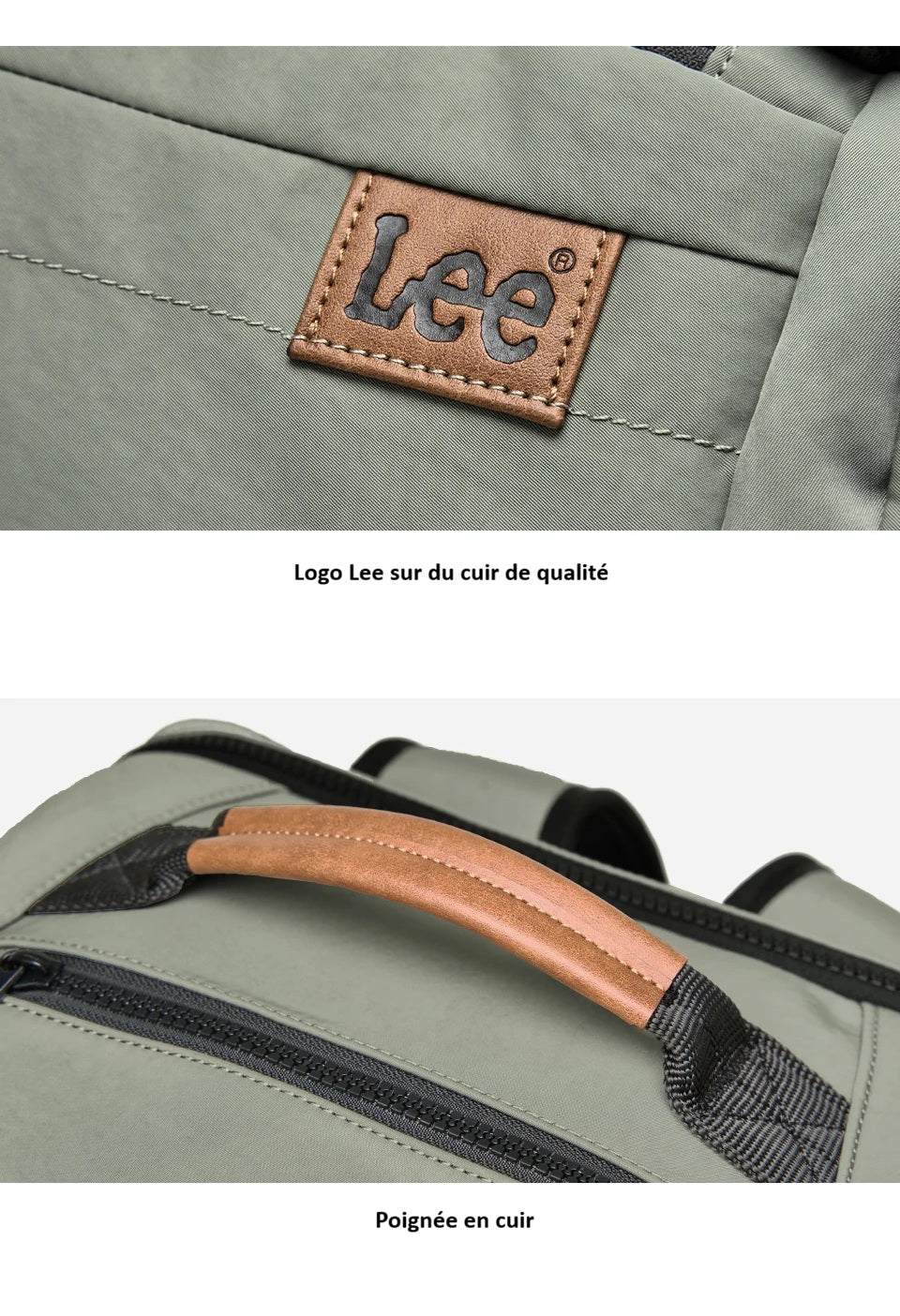 Sac à dos cabine Lee® avec ouverture 180°, passant pour trolley, bandoulières larges et multiples poches pour voyage, sport et usage quotidien.
