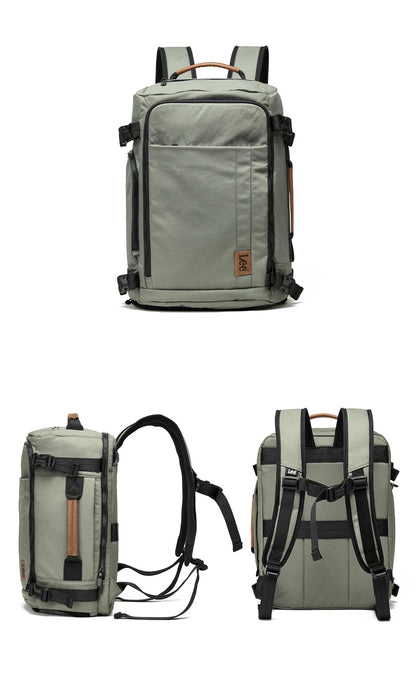 Sac à dos de voyage cabine Lee® 24 litres résistant à l’eau, portable à main, épaule ou dos, compartiments organisés pour ordinateur, chaussures et accessoires de voyage.