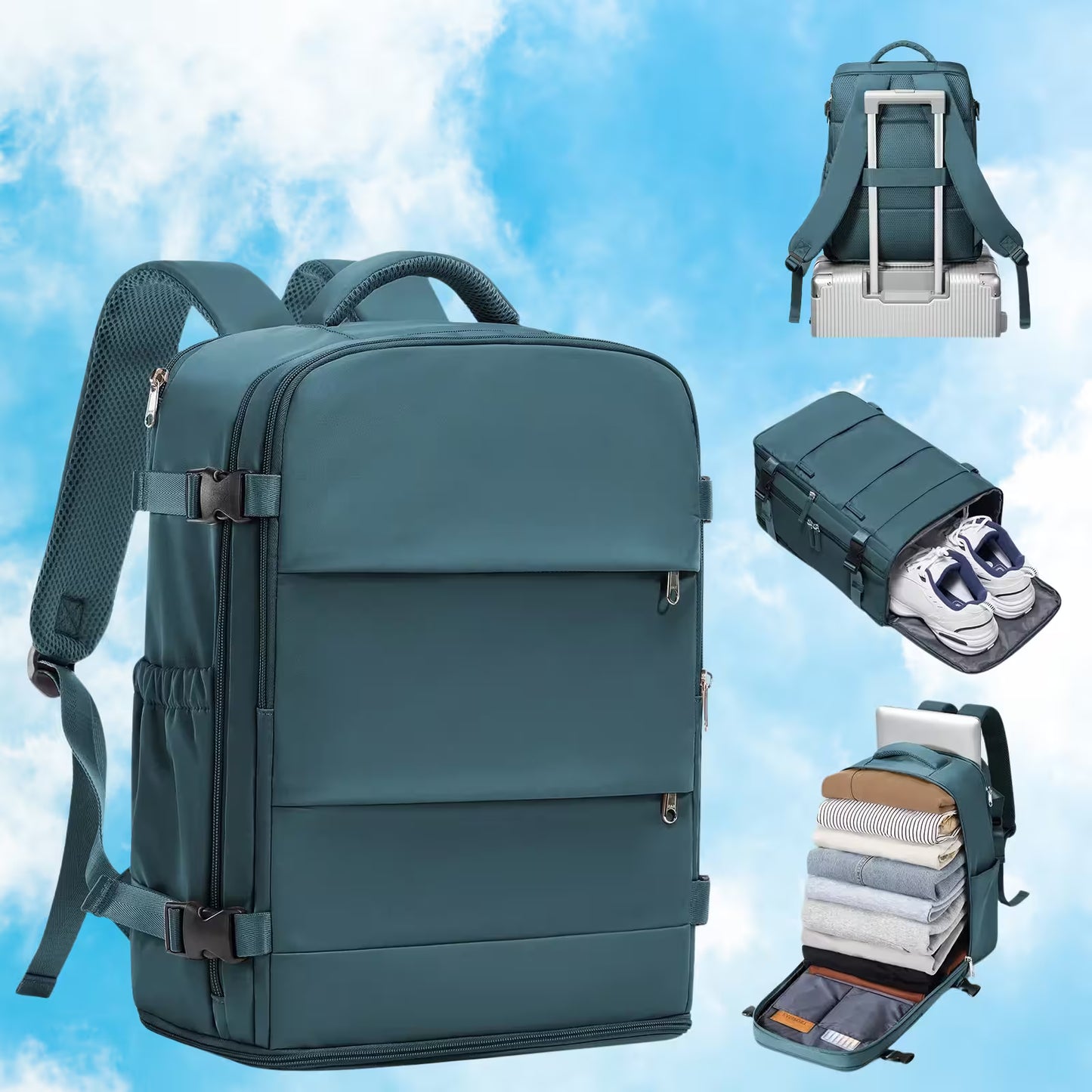 Sac à dos voyage cabine 40x30x20 Urban Fly™ utilisé comme bagage cabine avion conforme Ryanair et Wizz Air, sac à dos compact avec compartiment ordinateur portable, grande capacité 20 à 35 litres, organisation intérieure optimisée et dos confortable pour voyager sans frais supplémentaires
