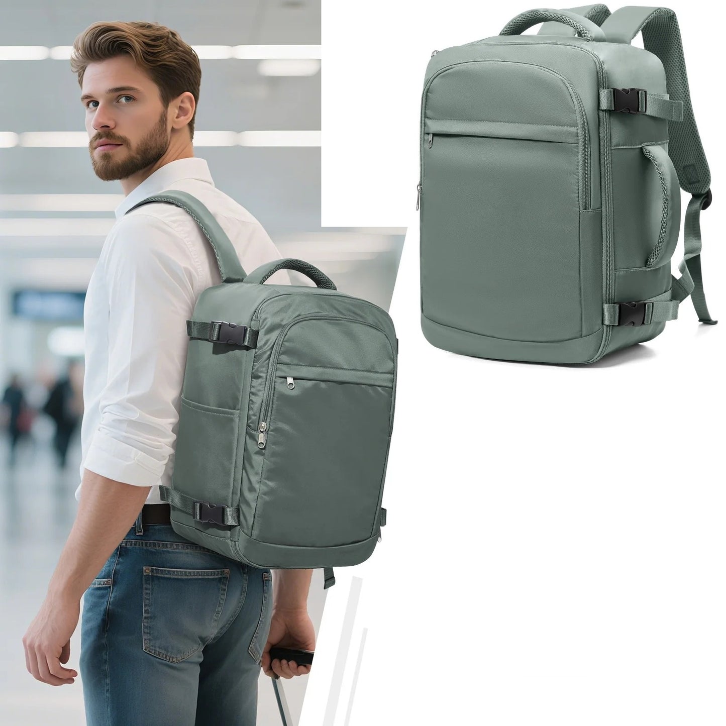 Sac a dos voyage cabine 40x20x25 EasyTrip compatible Ryanair, bagage a main sous siege avec compartiment ordinateur et rangement optimise