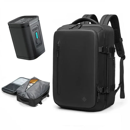 Sac a dos voyage compression sous vide Airbag Business™ : compact, étanche, USB, grande capacité extensible et organisation optimale.