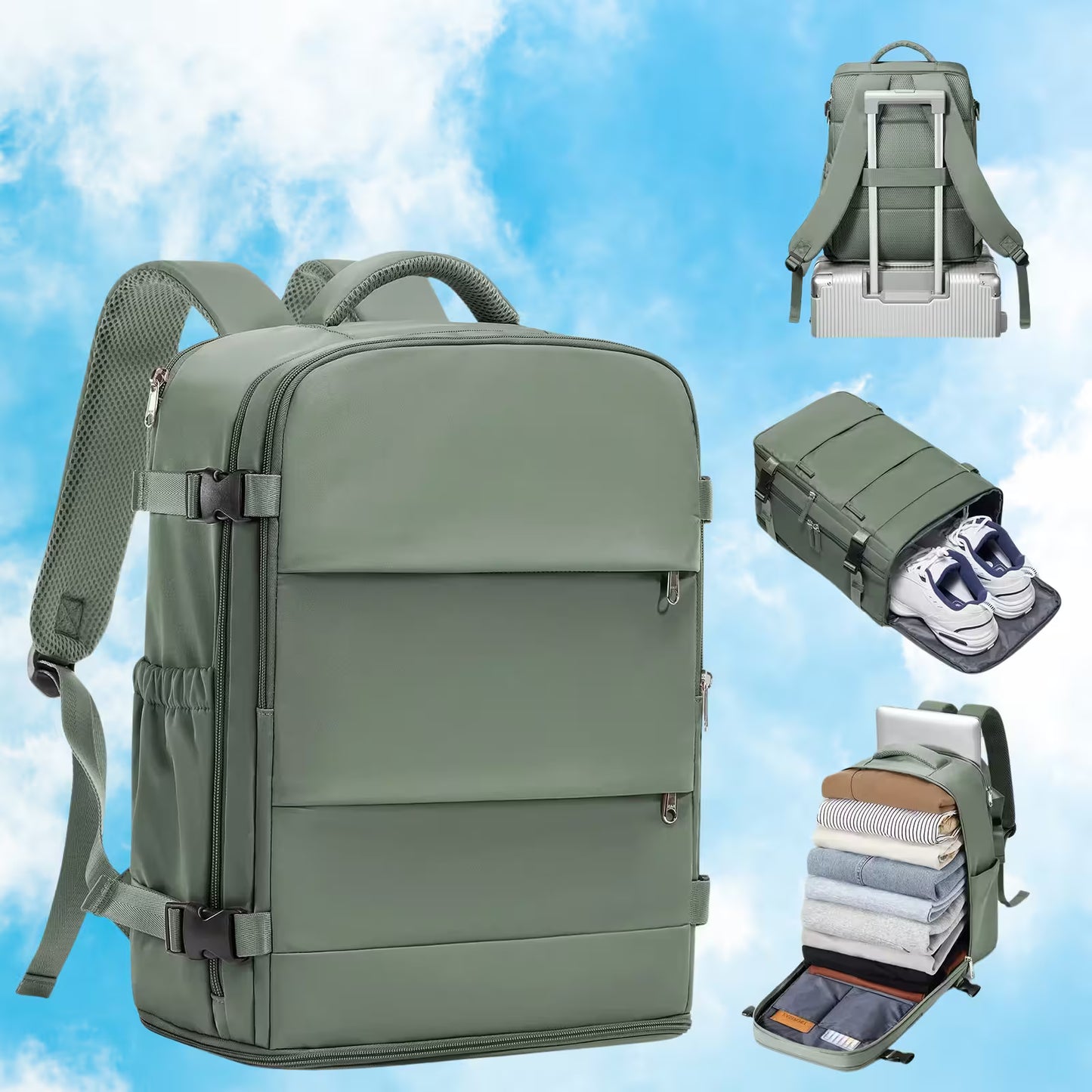 Sac à dos voyage cabine 40x30x20 Urban Fly™ utilisé comme bagage cabine avion conforme Ryanair et Wizz Air, sac à dos compact avec compartiment ordinateur portable, grande capacité 20 à 35 litres, organisation intérieure optimisée et dos confortable pour voyager sans frais supplémentaires