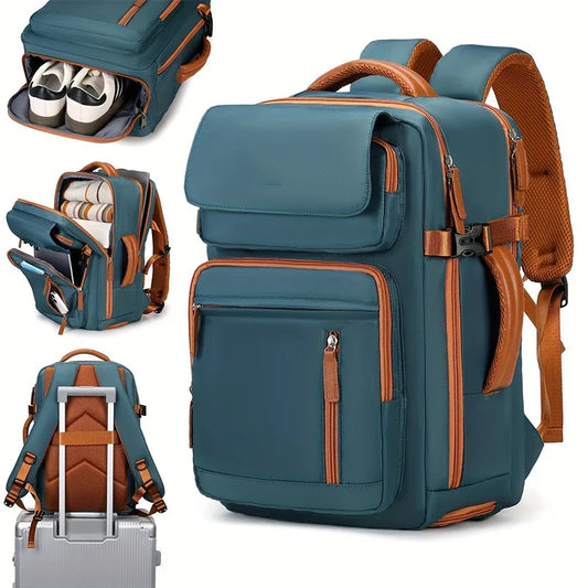 Sac a dos voyage femme Aura Voyage avec compartiment à chaussures séparé et sangle pour valise, design féminin ultra-léger pour ordinateur portable 15,6 pouces.