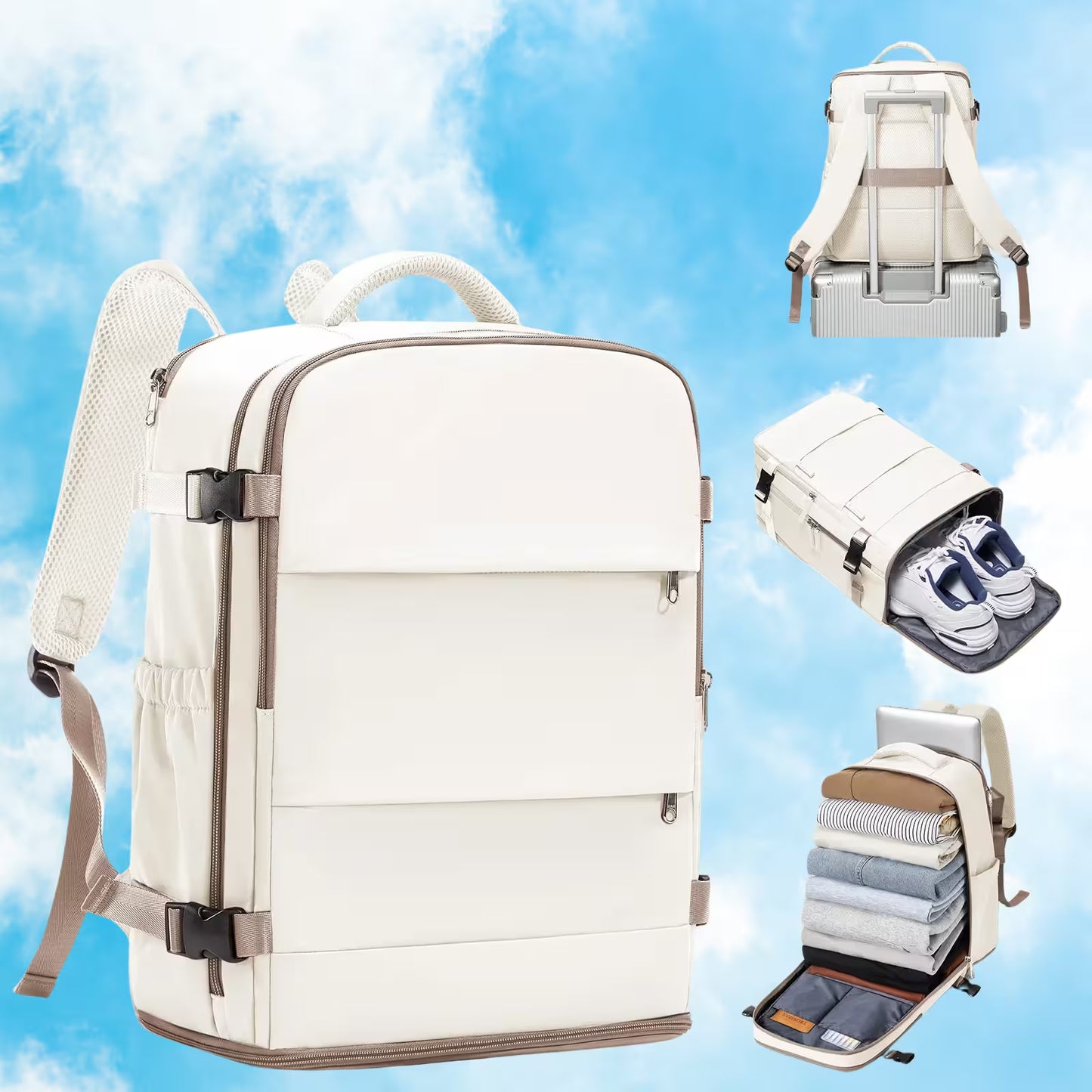 Sac à dos voyage cabine 40x30x20 Urban Fly™ utilisé comme bagage cabine avion conforme Ryanair et Wizz Air, sac à dos compact avec compartiment ordinateur portable, grande capacité 20 à 35 litres, organisation intérieure optimisée et dos confortable pour voyager sans frais supplémentaires