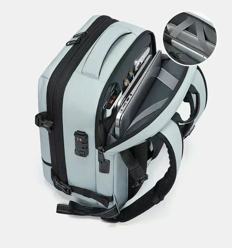 sac à dos voyage sous vide Vacupack, compartiment laptop 16 pouces, organisation bagages